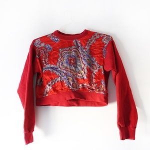 Paisley Red Crop Sweatshirt